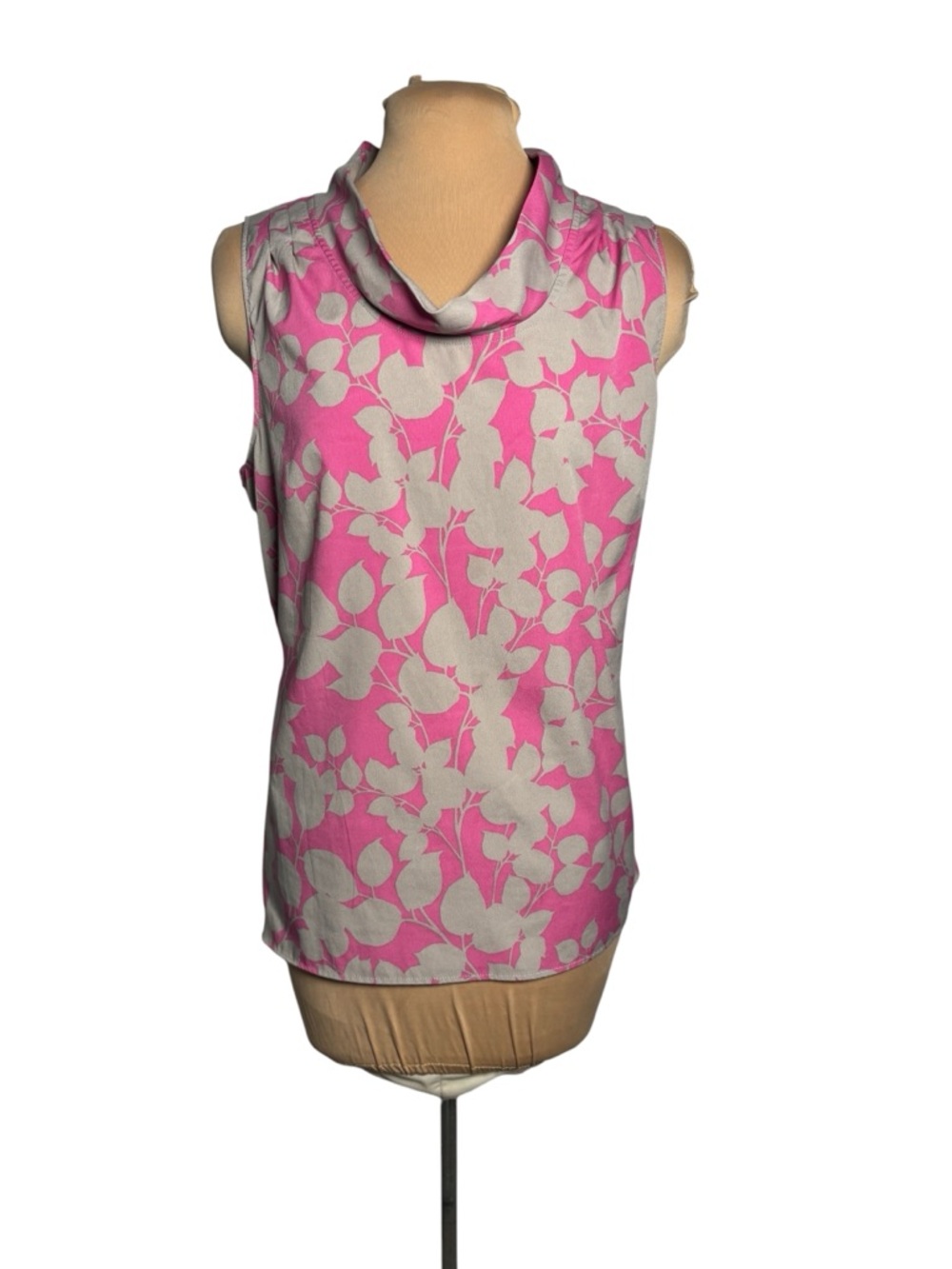 Banana Republic Pink Floral Sleeveless Blouse Cowl Neck Top Size Large